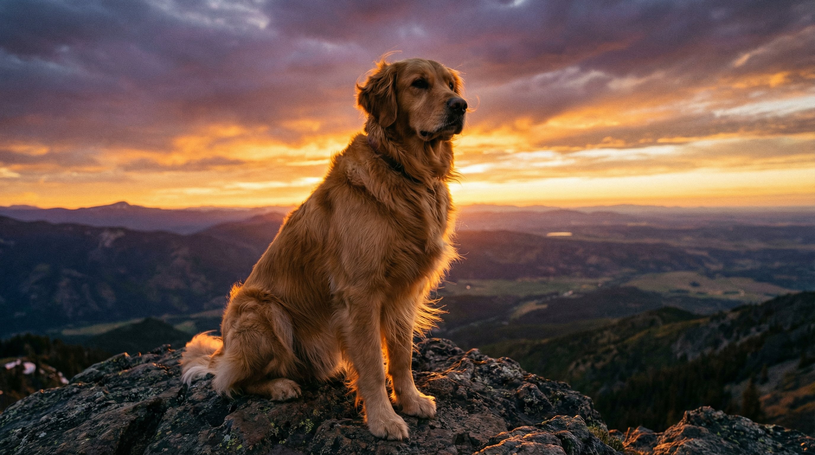 偷拍金毛山巅日落视频