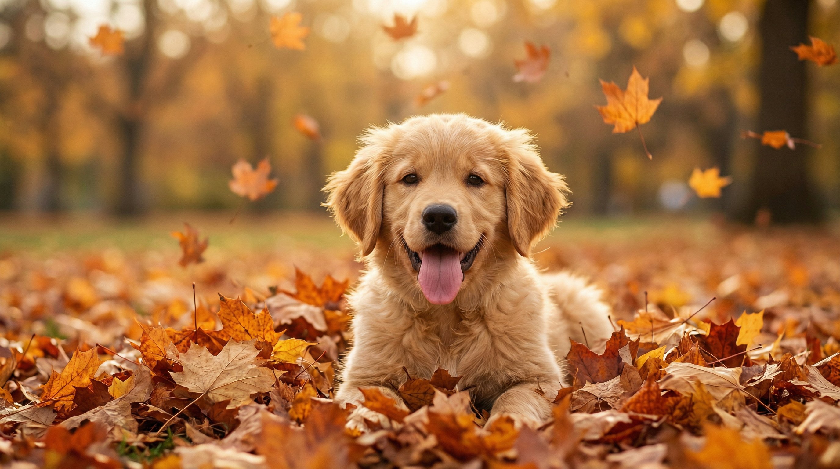 偷拍金毛幼犬秋日视频