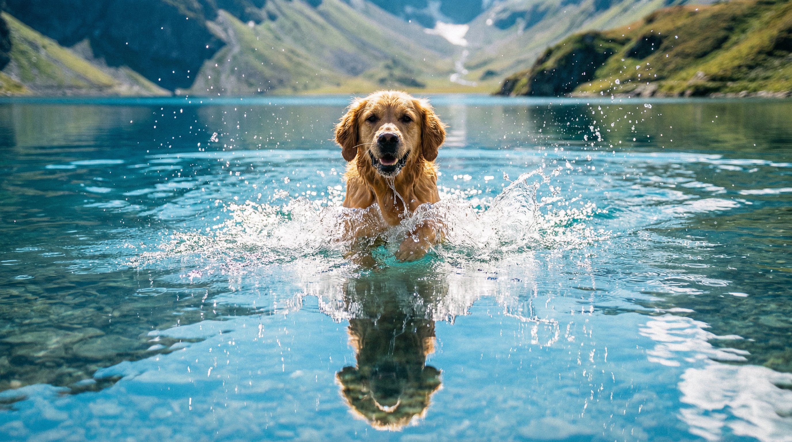 偷拍金毛游泳视频